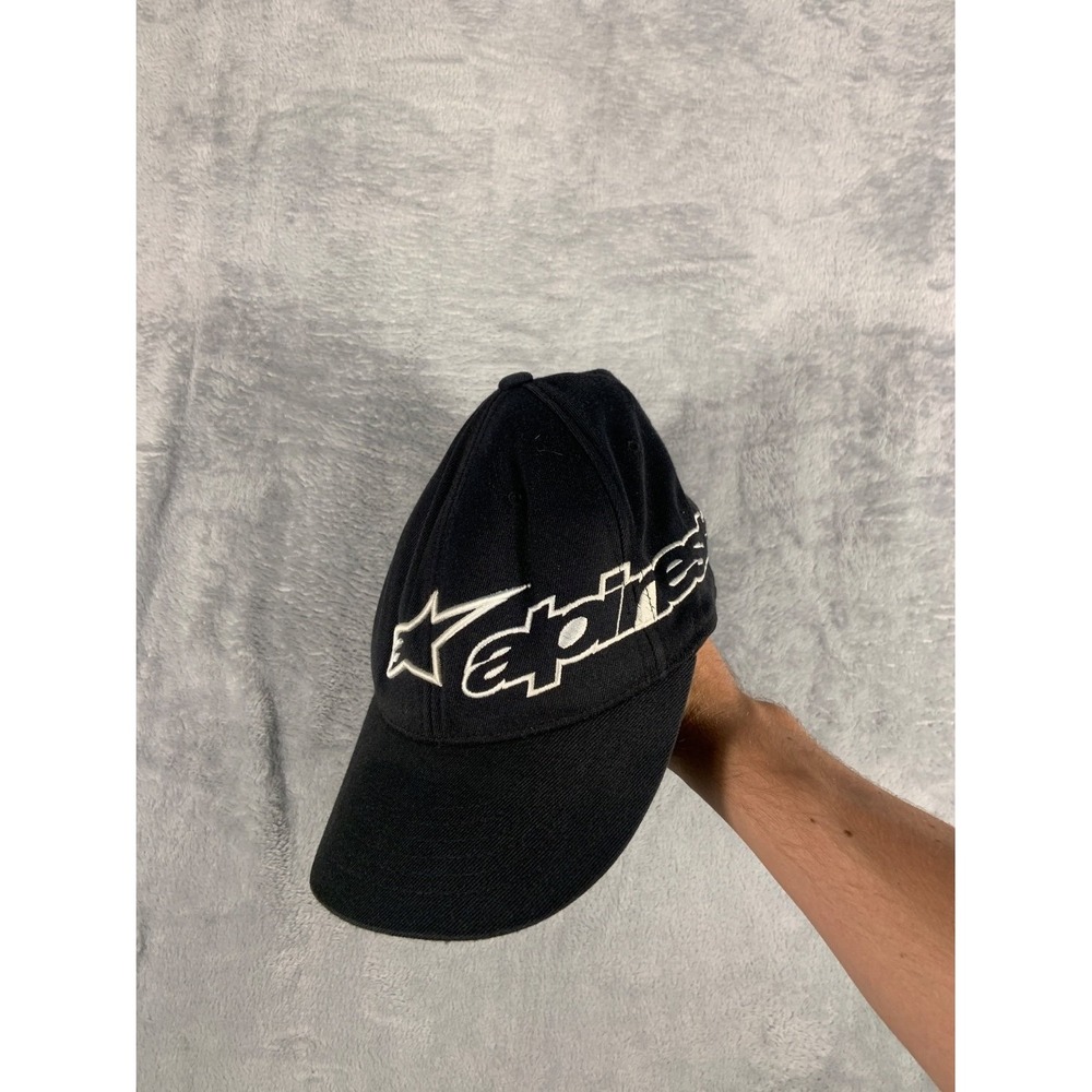 Alpinestars 210 Fitted Hat Mens Size S/M Black Flexfit Baseball Cap Motorsports